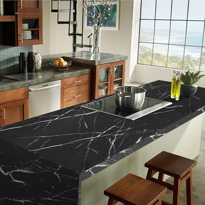 practicalWs 23.6''×118'' Marble Contact Paper Black/White Peel and Stick - Image 5