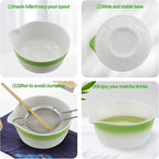 Matcha Whisk Set 7 Pcs Ceremony Kit - Gradient Glaze Ceramic Bowl, Bamboo Chasen & Holder, Sifter Scoop Gift for Matcha Lovers (Christmas/Birthday) (Green)