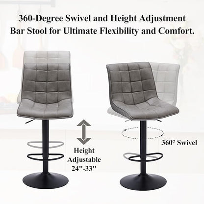 FIRAVOE Swivel Bar Stools Set of 2, Modern Adjustable Bar Stools - Image 6
