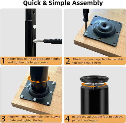 QLLY 24-40 inch Adjustable Metal Table Legs, Heavy Duty DIY Desk Legs - Image 5