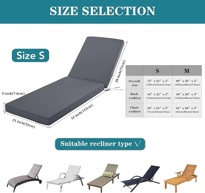 Chaise Lounge Cushion for Outdoor Furniture, Waterproof Fade and Tear Resistant - Image 5