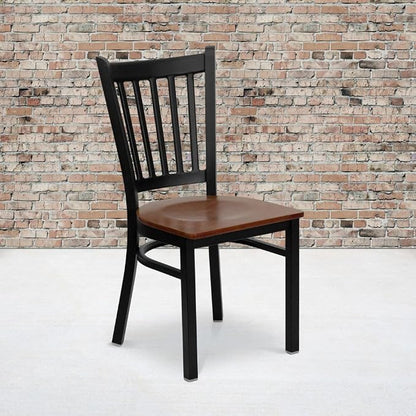 Flash Furniture 2 Pack HERCULES Series Black Vertical Back Metal Restaurant - Image 2