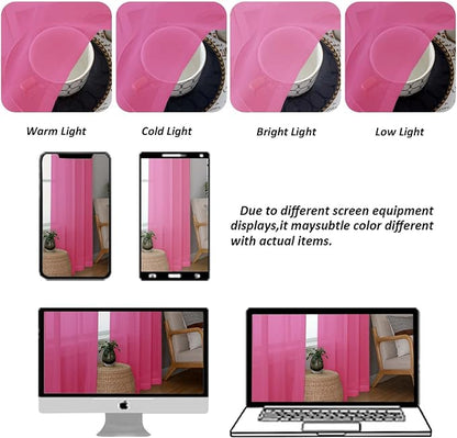 Chyhomenyc Hot Pink Sheer Curtains 45 Inch Long 2 Panels, Light Filtering Short - Image 8