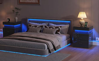 ChooChoo LED Nightstand Set of 2, Smart Night Standwith Charging Station and - Image 7