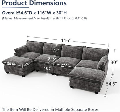 U Shaped Modular Sectional Sofa, Cloud Couch - Image 2