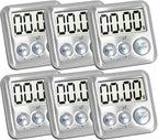 Elegant Digital Kitchen Timer Stainless Steel - Silver - Strong Magnetic Back - Kickstand - Loud Alarm - Large Display - Auto Memory - Auto Shut-Off - Model eT-26 (Silver 6-Pack) by eTradewinds
