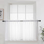 White Short Sheer Curtains 24 Inches Long 2 Panels Set by OWENIE