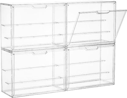 Vtopmart 4 Pack Acrylic Display Case, Stackable Figure Display Case by Vtopmart