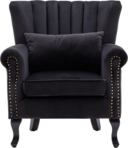 Accent Chairs Set of 2 with Arm Comfy Velvet Living Room Chair Mid-Century - Image 4