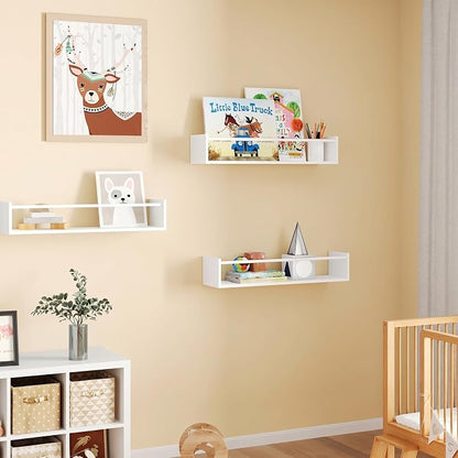 Fixwal Floating Bookshelves for Wall, 16.5 Inch Wood Nursery Book Shelves Set - Image 4