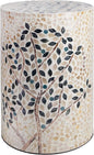PEMAR Mother of Pearl Cylinder Drum End Table Nacre Side Stool Round Accent by PEMAR