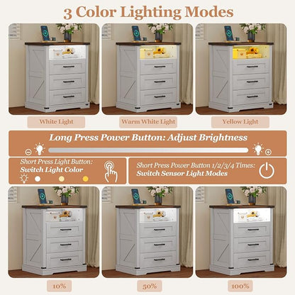 Turosur 22'' Set of 2 White Farmhouse Nightstands - Image 5