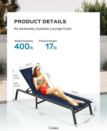 Ciokea Patio Chaise Lounge Chair, Foldable Lounge Chair - Image 2