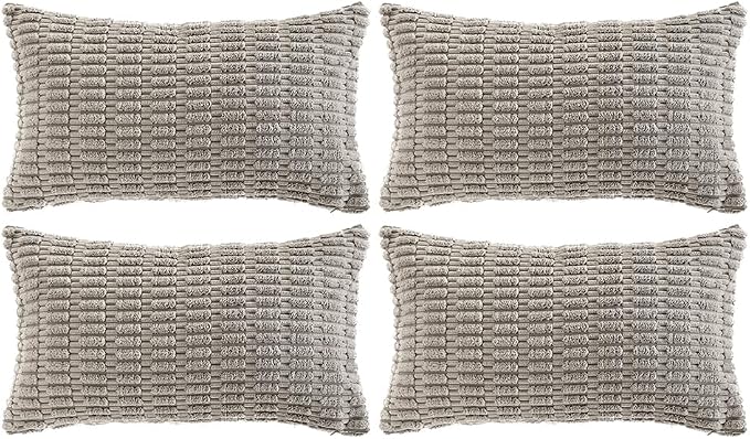 Fancy Homi 4 Packs Grey Decorative Throw Pillow Covers 14x24 Inch by Fancy+Homi