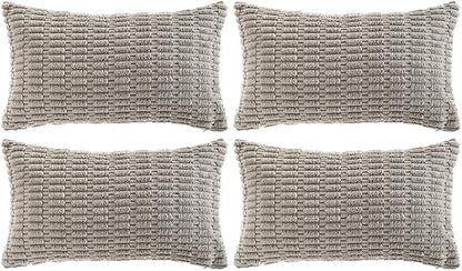Fancy Homi 4 Packs Grey Decorative Throw Pillow Covers 14x24 Inch by Fancy+Homi