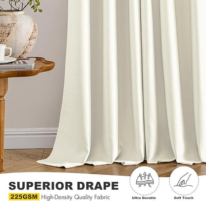 MIULEE Blackout Curtains for Bedroom 2 Panels 40 x 45 Inch Long Cream | Thermal - Image 5
