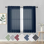 Sheer Curtains 45 inches Long for Kitchen Curtains, Rod Pocket Clean Selvedge by OVZME