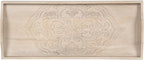 Kate and Laurel Adhira Carved Decorative Rectangle Tray, 24 x 10, Natural Wood, Traditional Display Tray with Handles and Hand Carved Wooden Pattern