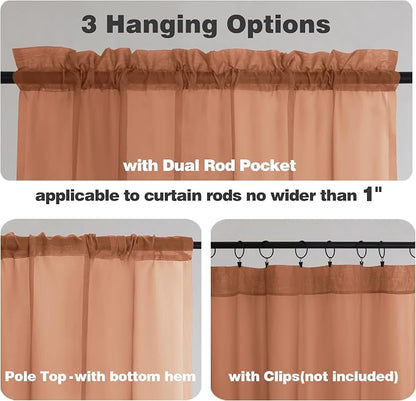 Chyhomenyc Orange Sheer Curtains 78 Inches Long 2 Panels Set - Image 2