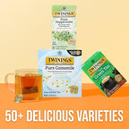 Twinings Pure Peppermint Herbal Tea Individually Wrapped Bags, 25 Count (Pack of 6), Fresh Minty Flavour, Naturally Caffeine-Free, Enjoy Hot or Iced, 150 Teabags