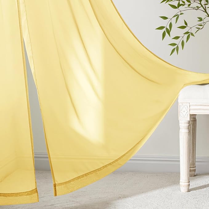 MIULEE Yellow Sheer Curtains 96 Inches Long 4 Panels 42 x 96 Inches | Light - Image 6