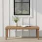 Outdoor Backless Bench, All-Weather Wicker & Solid Acacia Wood, Premium Garden by AVCONNECT