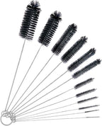 Straw Cleaner Brush Set,12 Pieces Extra Long Pipe Water Bottle Brushes for Cleaning Reusable Drinking Straws,Bird Feeders,Pipes,Black (12pcs Different diameters Set)
