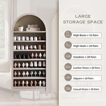 IFGET 71" Tall Arched Bookshelf, 7 Tiers Arch Bookcase - Image 4