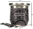 MADFLOW Yerba Mate Cup. Stainless Steel Mate Cup with 2 Bombillas. Double Wall Vacuum Insulated Yerba Mate Gourd. Unique Mate Cup And Bombilla Set