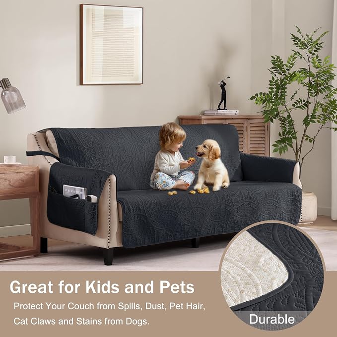 Black Quilted Recliner Covers, Waterproof Recliner Chair Covers, Lazy Boy Chair - Image 8