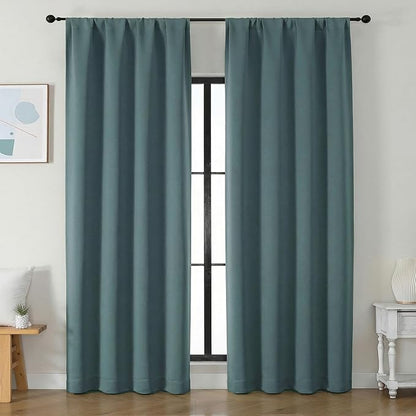 Simplebrand Ava Dark Green Blackout Curtains by Simplebrand