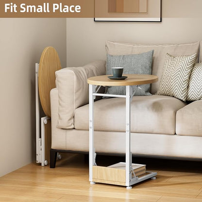 Elbourn Folding Side Table End Couch Tables, C-Shaped End Table - Image 4