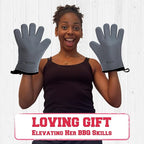 Kitchen perfection XL Silicone Smoker Oven Gloves for Women -Extreme Heat Resistant BBQ Gloves -Handle Hot Food Right on Your Grill Fryer&Pit|Waterproof Grilling Cooking Mitts|Superior Set+3 Bonuses