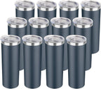 HASLE OUTFITTERS 20 oz Skinny Tumblers Bulk Set, Stainless Steel Insulated Slim Tumblers with Lids, Reusable Double Wall Travel Coffee Mugs, Durable Powder Coated Travel Water Cups(Navy, 12)