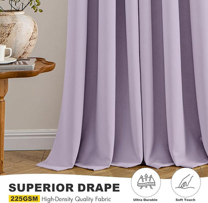 MIULEE Blackout Curtains for Bedroom 2 Panels 40 x 72 Inch Long Lilac | Thermal - Image 5