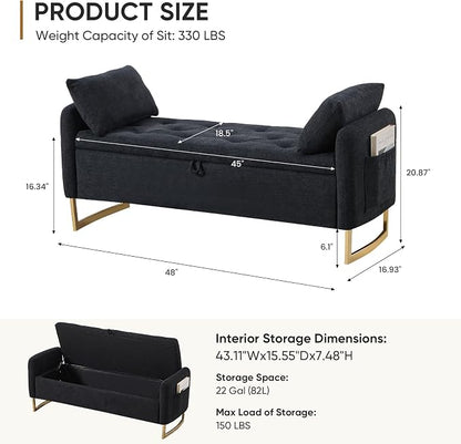 48" End of Bed Bench, Modern Storage Benches - Image 2