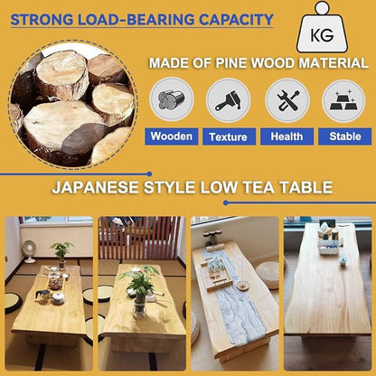 180cm Japanese Floor Table -Vintage Solid Wooden Tatami Table, Low Rectangular - Image 5