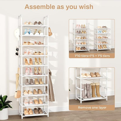 VTRIN 10 Tiers Tall Shoe Rack Holds 20-25 Pairs of Shoes Sturdy Vertical Shoe - Image 5