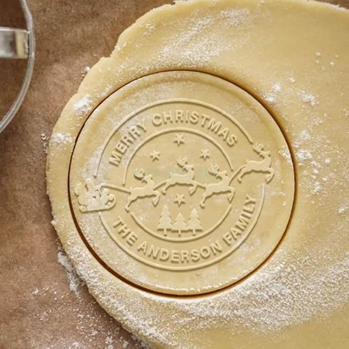 2025 Personalized Christmas Cookie Stamp Custom Merry Christmas Cookies with Your Family's Last Name Great for Baking and Holiday Decorating Ideal Gift for Bakers - Merry Christmas Cookie Stamp