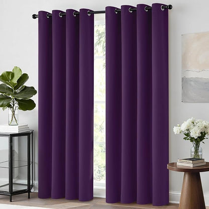 Yakamok Room Darkening Curtains 52x63 inch Length Purple-Living Room | 2 panels - Image 2