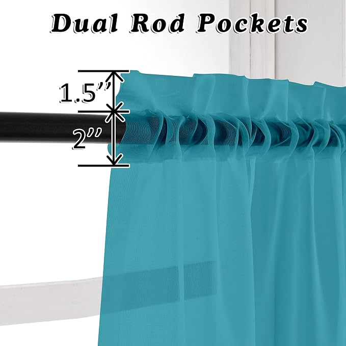 2 Panels Sheer Window Curtain Panels 96" Length - Image 2