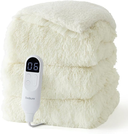 Bedsure Faux Fur Heated Blanket Twin Size, Fast Heating Fluffy Electric Blanket by Unknown