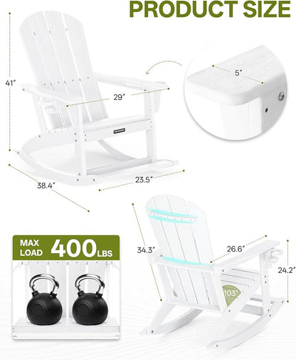 Outdoor Oversized Adirondack Rocking Chairs, All Weather HDPE Patio Rocking - Image 2