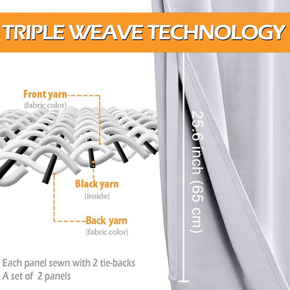 Blackout Curtains for Bedroom, 60 x 63 Inches Length, Window Curtains for - Image 3