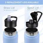 HASLE OUTFITTERS Insulated Water Bottle 22 oz Double Wall Stainless Steel Water Bottle Wide Mouth with Straw Lid & Spout Lid Keeps Cold or Hot(Blue,8)