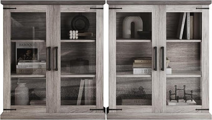 BELLEZE Set of 2 Glass Display Cabinet, Living Room, or Kitchen - Image 8
