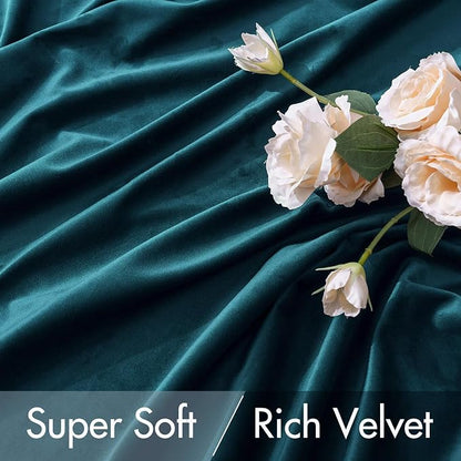 MIULEE Peacock Blue Velvet Curtains 52x90 inches 2 Panels Blackout Curtains | - Image 4