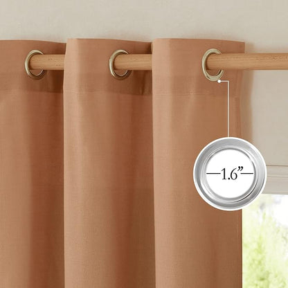 NICETOWN Burnt Orange Short Linen Curtains - Image 2