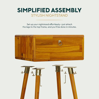 Bme Alden Solid Wood Nightstand/Side Table/End Table, Fully Assembled, - Image 4