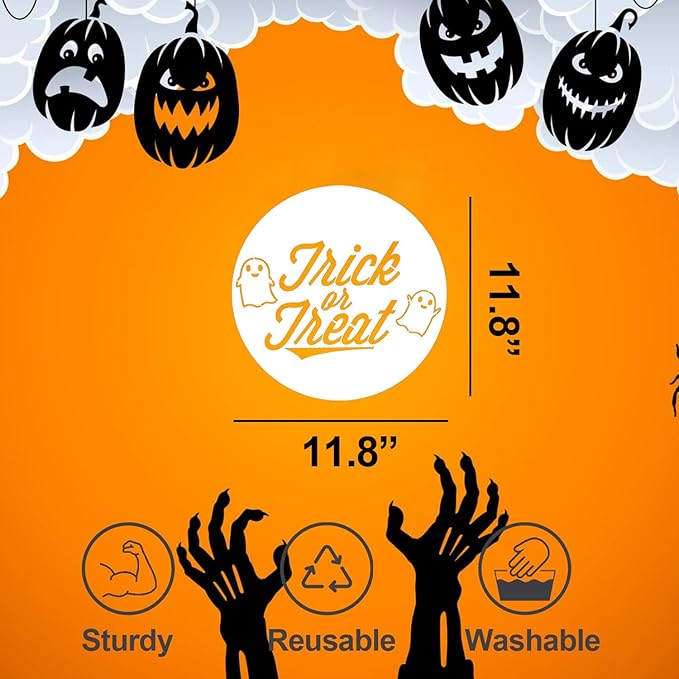 Halloween Stencils for Painting 12inch Large Reusable Halloween Stencil for Door Hanger Round Skeleton Ghost Boo Templates for Wood Walls Windows Door Mat Fabric